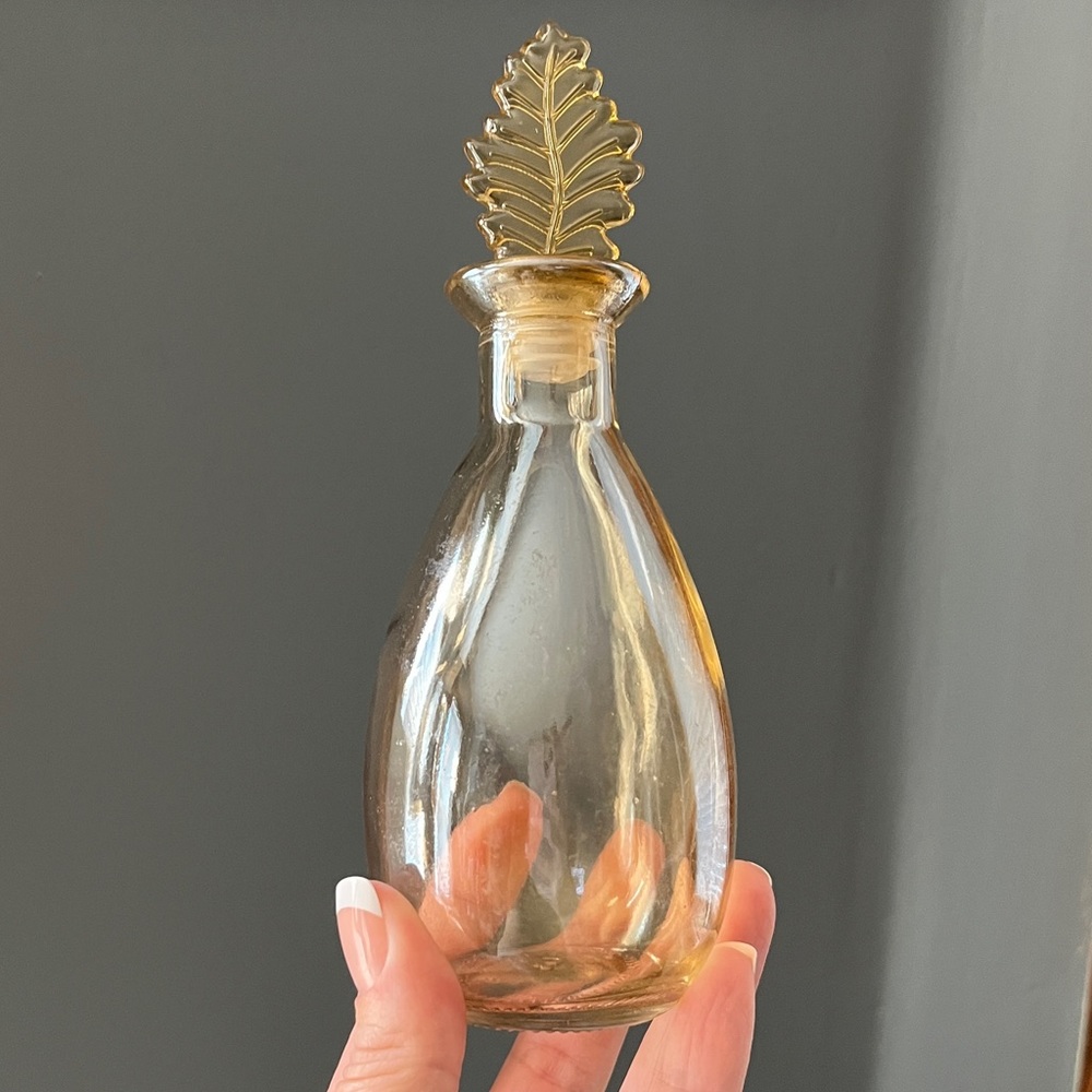 Vintage Glass Moon Water Bottle Jar with Fall Leaf Stopper Lid - Picture 2 of 12